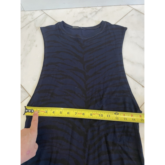 Indah Women’s Sleeveless Mini Dress Black And Navy Zebra Print Large Arm Opening - Picture 6 of 11